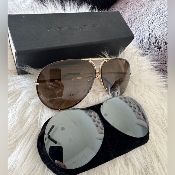 Authentic Porsche Design Aviator Sunglasses with Case. P8478 Sz 69 - Picture 3 of 14
